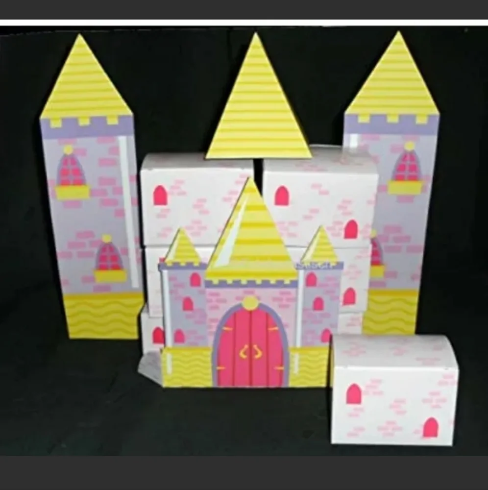 :* 16 pink princess castle party Favor Boxes & hanging centerpiece bundle